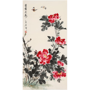 董卿三尺手绘国画写意花鸟富贵长寿精品客厅玄关装饰收藏名人字画