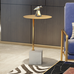 北欧大理石小茶几客厅沙发边几角几简约现代创意铁艺金色小圆桌