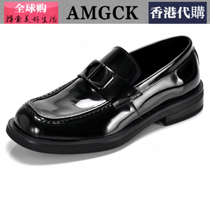 香港代购AMGCK男士方头皮鞋厚底乐福鞋商务正装真皮男鞋头层牛皮