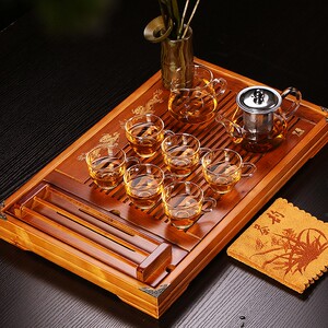 透明玻璃茶具套装整套功夫茶杯套装家用简约现代茶盘茶道组合