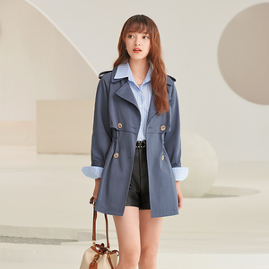 朵以2022春装新款气质收腰双排扣风衣外套37dc427015原519