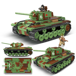 军事积木苏联bt7轻型坦克kv6履带式装甲车两栖步兵战车突击炮拼装