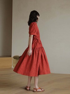 红色连衣裙春装女2024年新款初恋裙复古温柔风气质显瘦法式仙女裙