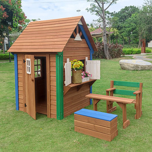 儿童秘密基地小屋木制儿童木屋户外玩具幼儿园过家家树屋木游戏屋