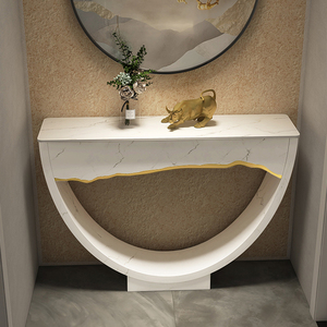 半圆玄关柜现代简约设计感ins风客厅岩板玄关桌子轻奢艺术玄关台