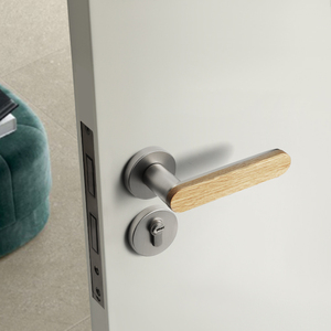 卧室门锁室内原木风门把手静音磁吸家用实木木门锁具新中式房门锁
