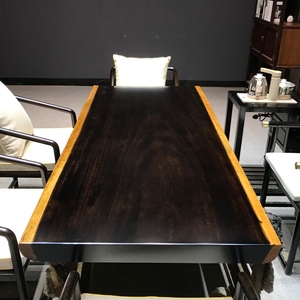 180*80*8黑金檀奥坎实木大板黑檀紫光檀办茶台简约茶原木清仓厂家