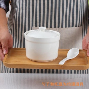 陶瓷隔水炖盅蒸鸡蛋羹碗带盖纯白厨房家用银耳炖罐可高压或电炖锅