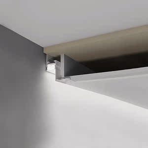 防眩led超窄悬浮吊顶线形灯槽反光灯带客厅无主灯暖光贴片洗墙灯