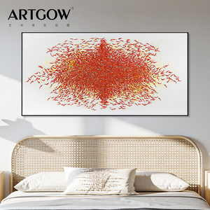 新中式手绘艺术辣椒小清新餐厅饭厅酒店装饰画现代简约客厅油画