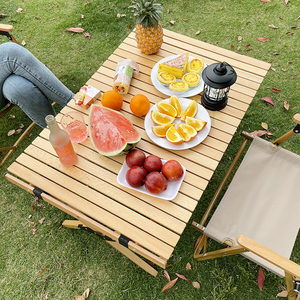 户外实木蛋卷桌便携式折叠桌椅野外露营餐桌野餐桌子自驾游野餐