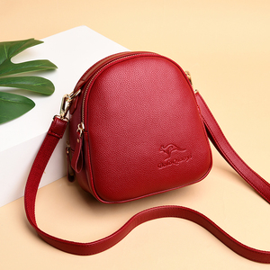 蒂森袋鼠真皮单肩斜跨包女2022夏季新款多层软皮手提包手机零钱包