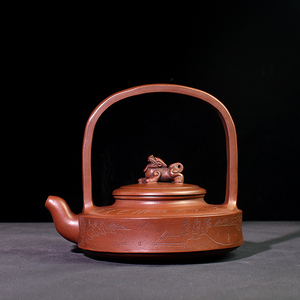 台湾回流老紫砂壶文革一厂老茶壶全手工鲍志强制原矿老紫泥提梁壶