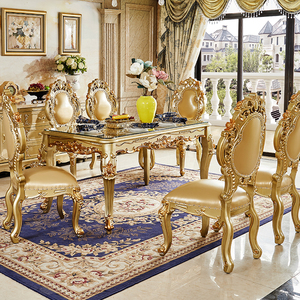 欧式餐桌雕花木面长方形桌子简约客厅小户型全实木奢华餐桌椅组合