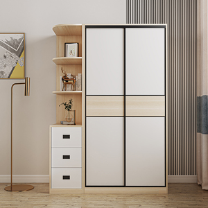 推拉门衣柜简约现代卧室家用趟门小户型80宽90两门小衣柜定制移门