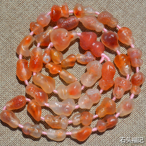 天然阿拉善石戈壁石玛瑙原石 粉糖心葫芦原石项链毛衣链 民族风