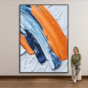 手绘油画立体抽象橙色装饰画玄关背景墙挂画现代客厅厚肌理手工画