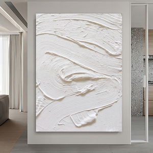 纯手绘油画抽象纯色肌理玄关装饰画现代简约侘寂风客厅背景墙挂画