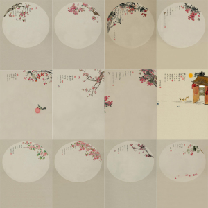 2020中国风儿童主题背景工笔画民国风宝宝亲子古装背景布拍照背景