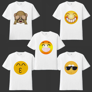 qq表情emoji恶搞夏季短袖t恤男女衣服情侣装学生班服表演团体上衣
