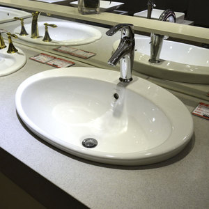 科勒洗脸盆 k-2759t-1-0 皓玥修边式椭圆形台上面盆 陶瓷洗手盆