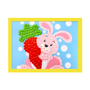 六一儿童节手工diy制作亲子小学生活动卡通动物粘贴纽扣画扣子画