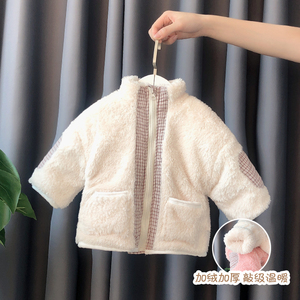 宝宝外套珊瑚绒保暖加绒小棉袄秋冬季韩版小童上衣一岁棉服拉链衫
