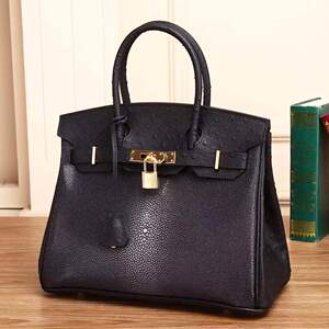 轻奢珍珠鱼铂金包真皮女包奢侈品手提包新款潮单肩包魔鬼鱼斜挎包