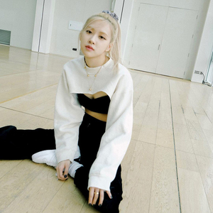 朴彩英rose明星同款白色罩衫打歌服百搭显瘦超短上衣高腰露脐卫衣