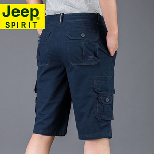 jeep吉普正品夏季多口袋七分男裤宽松大码休闲薄款短裤男士工装裤