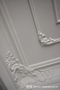 法式pu线轻奢客餐厅卧室背景墙仿穗华石膏线天花浮雕角花雕花