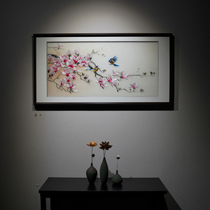 苏绣挂画成品带框刺绣画客厅挂画沙发背景墙卧室新中式轻奢装饰画