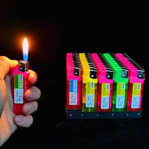 包邮50个装百得透明塑料电子明火一次性气体打火机我要赢卓业点烟