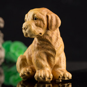 小叶黄杨木雕实木生肖狗把玩手把件雕刻工艺品创意家居小摆件旺财