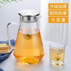绿珠玻璃冷水壶家用夏季凉水壶耐热高温开水瓶大容量泡茶壶冰水杯