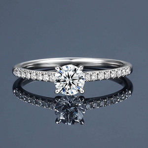 空托定制18新款k金经典四爪培育群镶钻戒女钻石戒指定做结婚包邮