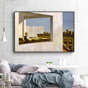 edward hopper艺术风景挂画爱德华霍普靠海的海边房间卧室装饰画
