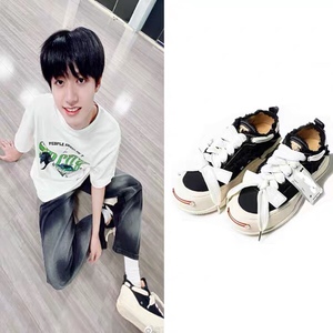 tf家族朱志鑫同款鞋子2022新款女帆布鞋厚底增高休闲鞋潮牌滑板鞋