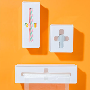 日式十字连盖收纳盒一次性手套塑料袋厨房储物盒抽屉整理盒可壁挂