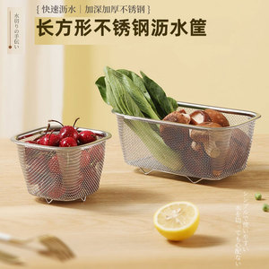 不锈钢长方形沥水筐碗架控水网水果篮大孔网框洗菜篮漏水篮盆可挂