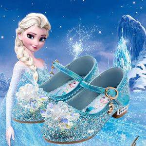 女童爱莎公主鞋夏季儿童艾莎水晶高跟鞋洋气女孩冰雪奇缘爱沙鞋子