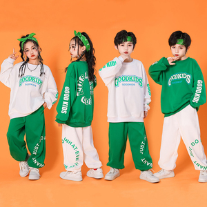 少儿hiphop演出服小学生秋季运动会卫衣表演服男女孩嘻哈宽松套装