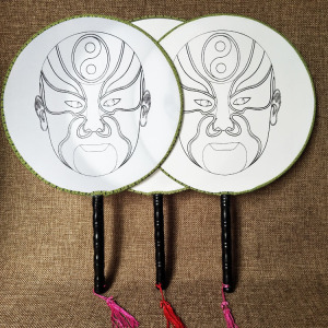 团扇简笔画京剧脸谱扇子儿童填色黑白线稿扇diy手绘不晕色学画扇