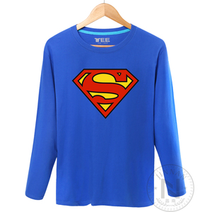 正义者联盟superman超人标志logo长袖t恤纯棉服装秋季冬装衣服diy