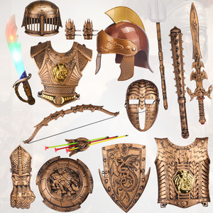 儿童刀剑武器玩具盔甲套装男孩穿戴装备塑料盾牌古代罗马骑士勇士