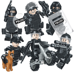 兼容乐高特警防暴人仔边防旅武装反恐黑豹突击队士兵武器装备拼装