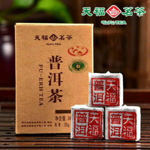 天福茗茶普洱小金砖普洱小茶砖普洱小沱茶天福普洱茶熟茶迷你普洱