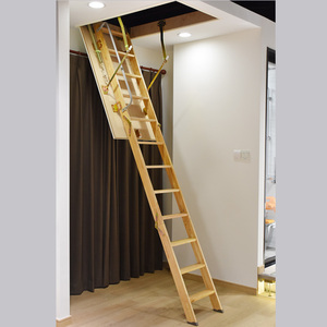 日本进口noda折叠楼梯天井阁楼收纳楼梯一字实木家用室内隐形楼梯