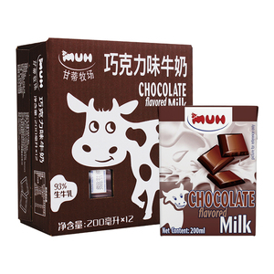 丹麦进口巧克力牛奶甘蒂牧场muh生乳学生早餐奶200ml*12瓶 风味奶