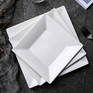 创意西餐盘子酒店餐具纯白陶瓷平盘深盘正方盘牛排盘家用菜盘碟子